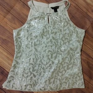 White House Black Market Silk Top Size L